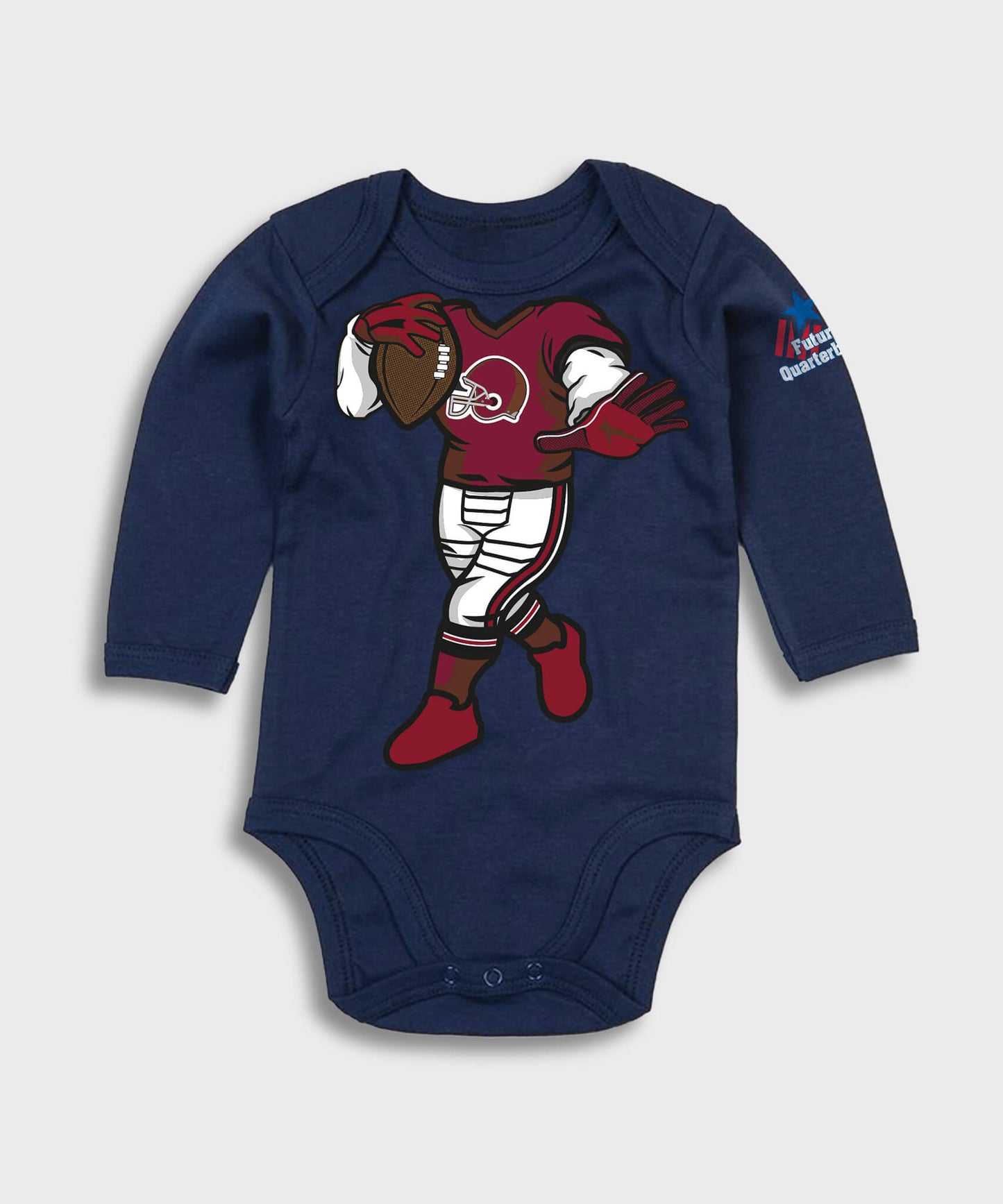 Future Quarterback Long Sleeve Baby Bodysuit - Navy