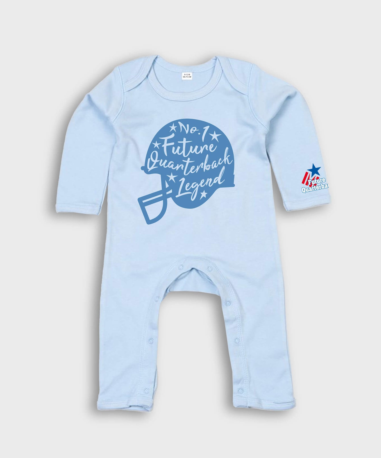 Future Quarterback Baby Rompersuit - Dusty Blue