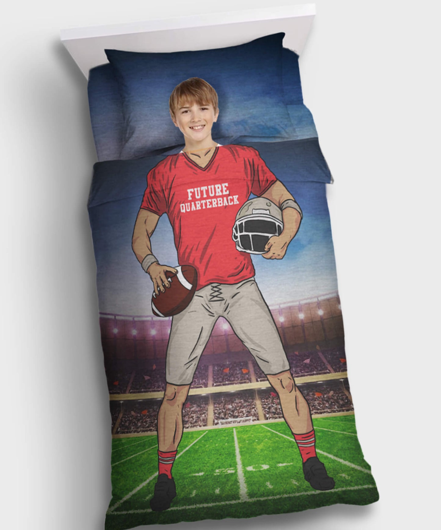 Stadium Kids Bedding Set - Single - Red - Future Quarterback