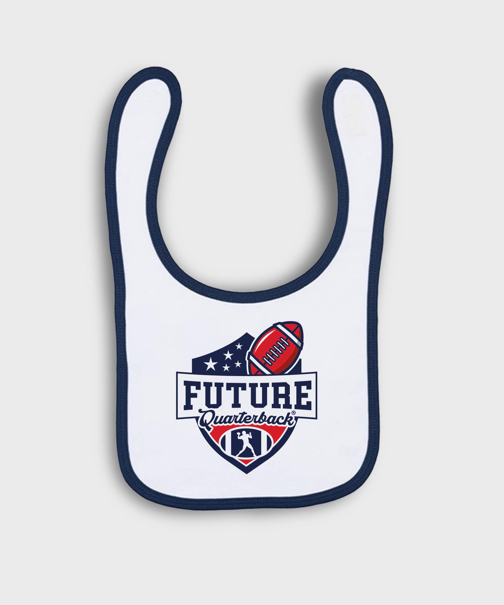 Future Quarterback Contrast Baby Bib - White/Navy