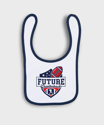 Future Quarterback Contrast Baby Bib - White/Navy