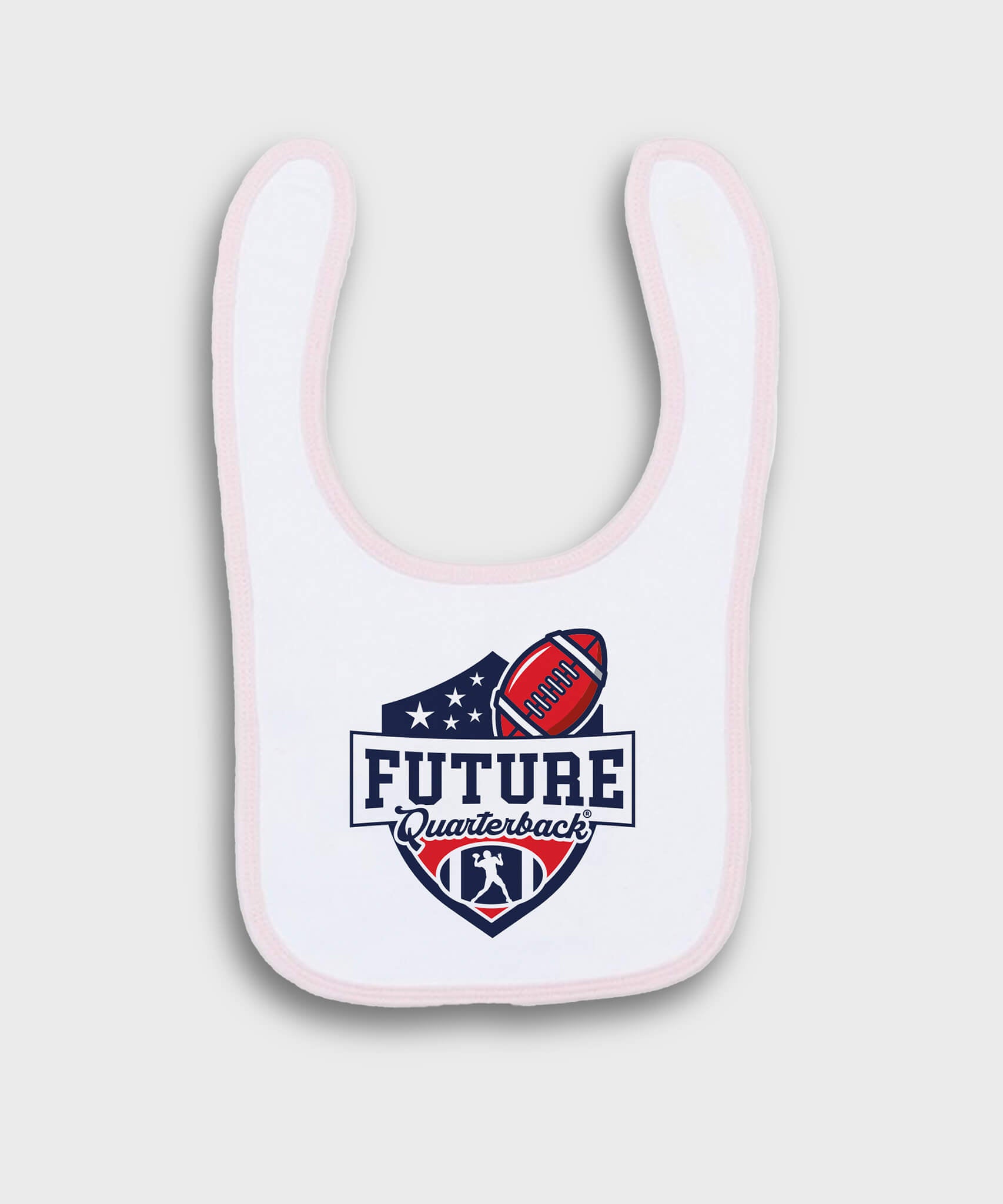 Future Quarterback Contrast Baby Bib - White/Pink