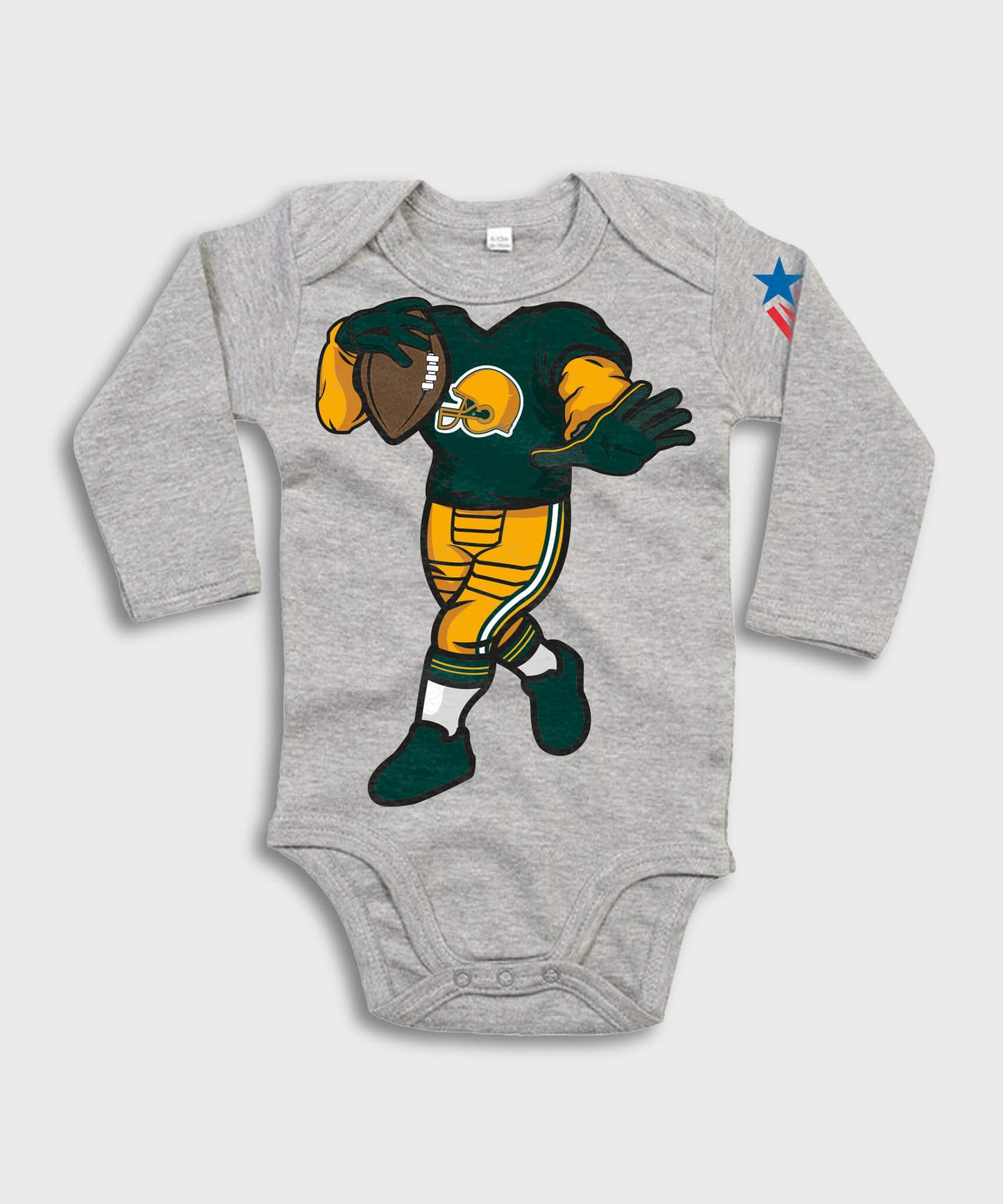 Future Quarterback Long Sleeve Baby Bodysuit - Grey