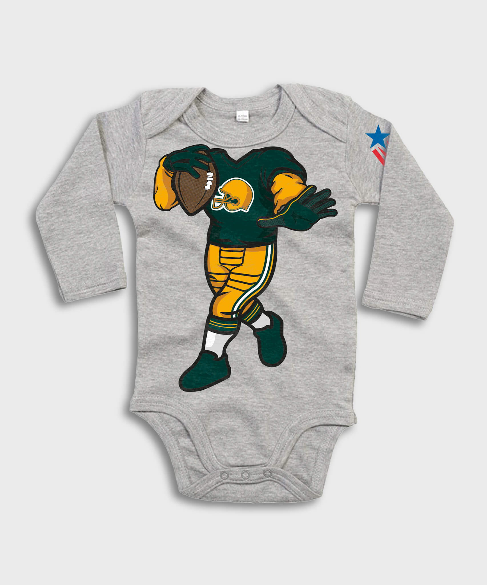 Future Quarterback Long Sleeve Baby Bodysuit - Grey