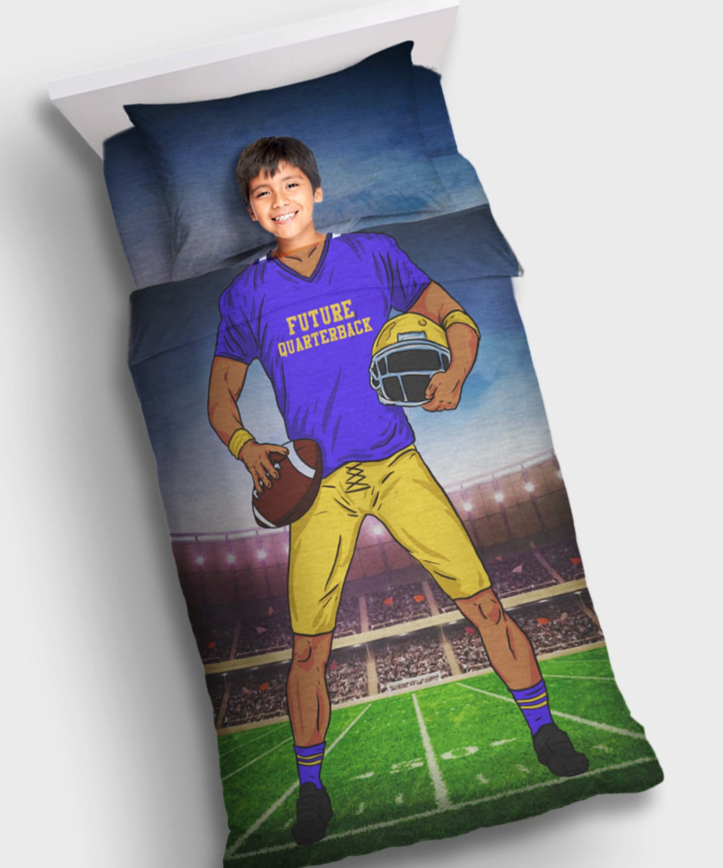 Stadium Kids Bedding Set - Single - Purple - Future Quarterback